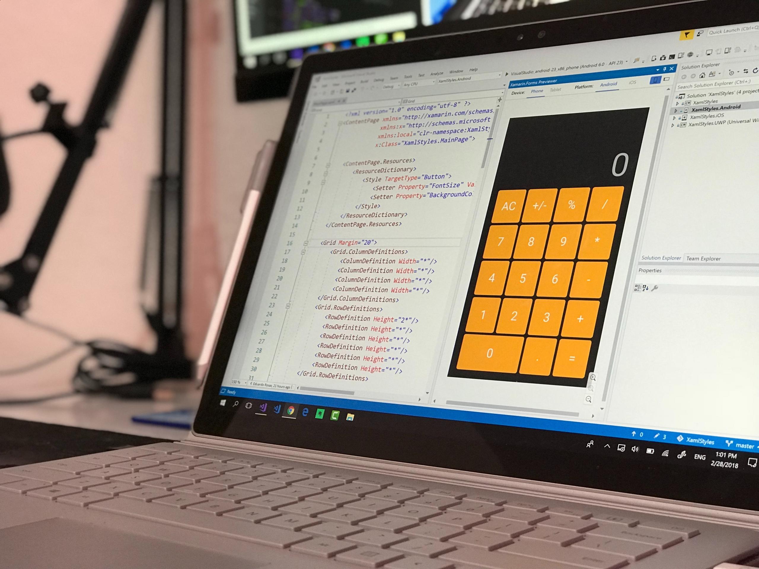 Calculator on a desktop