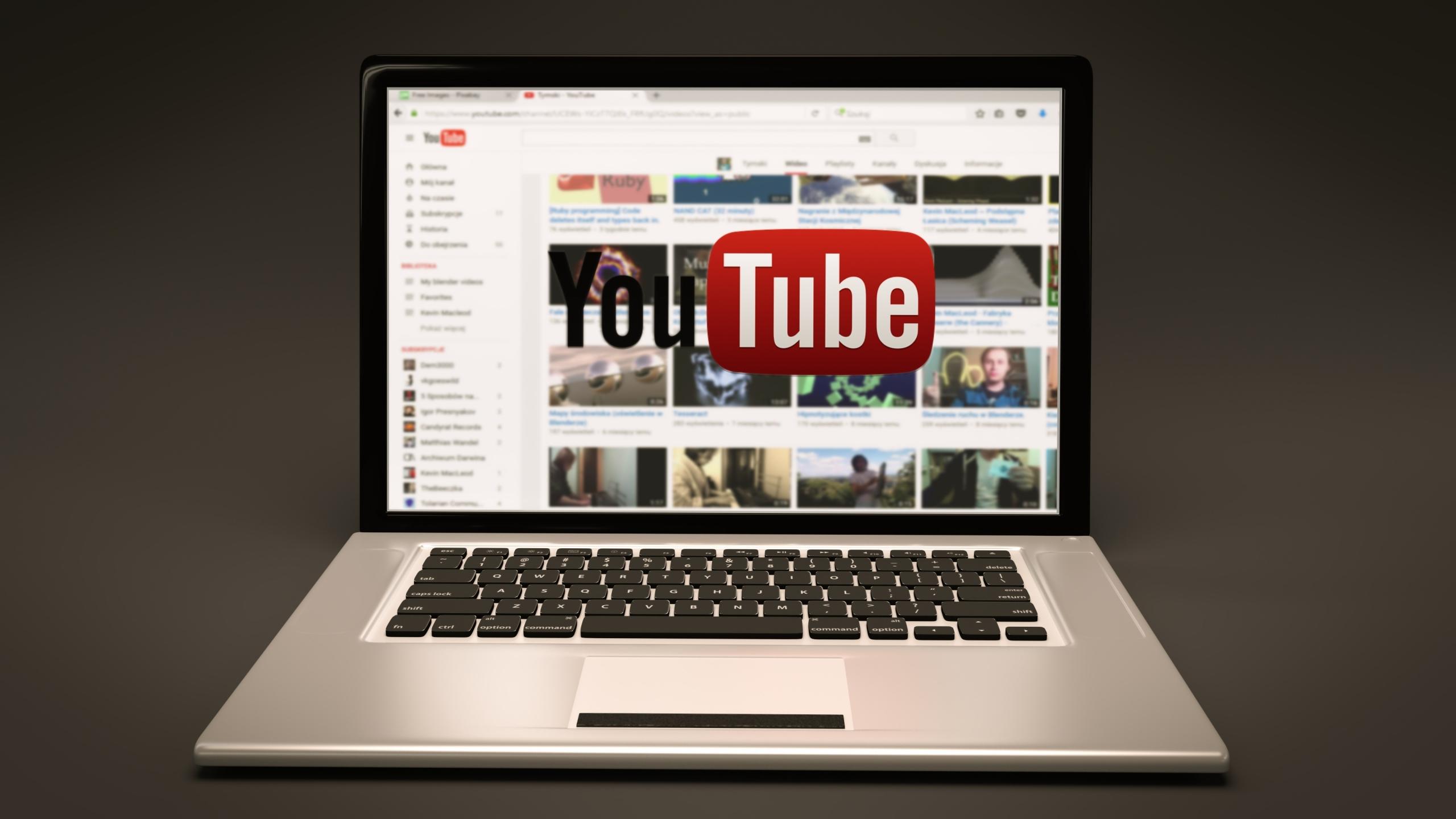 Youtube page on a laptop