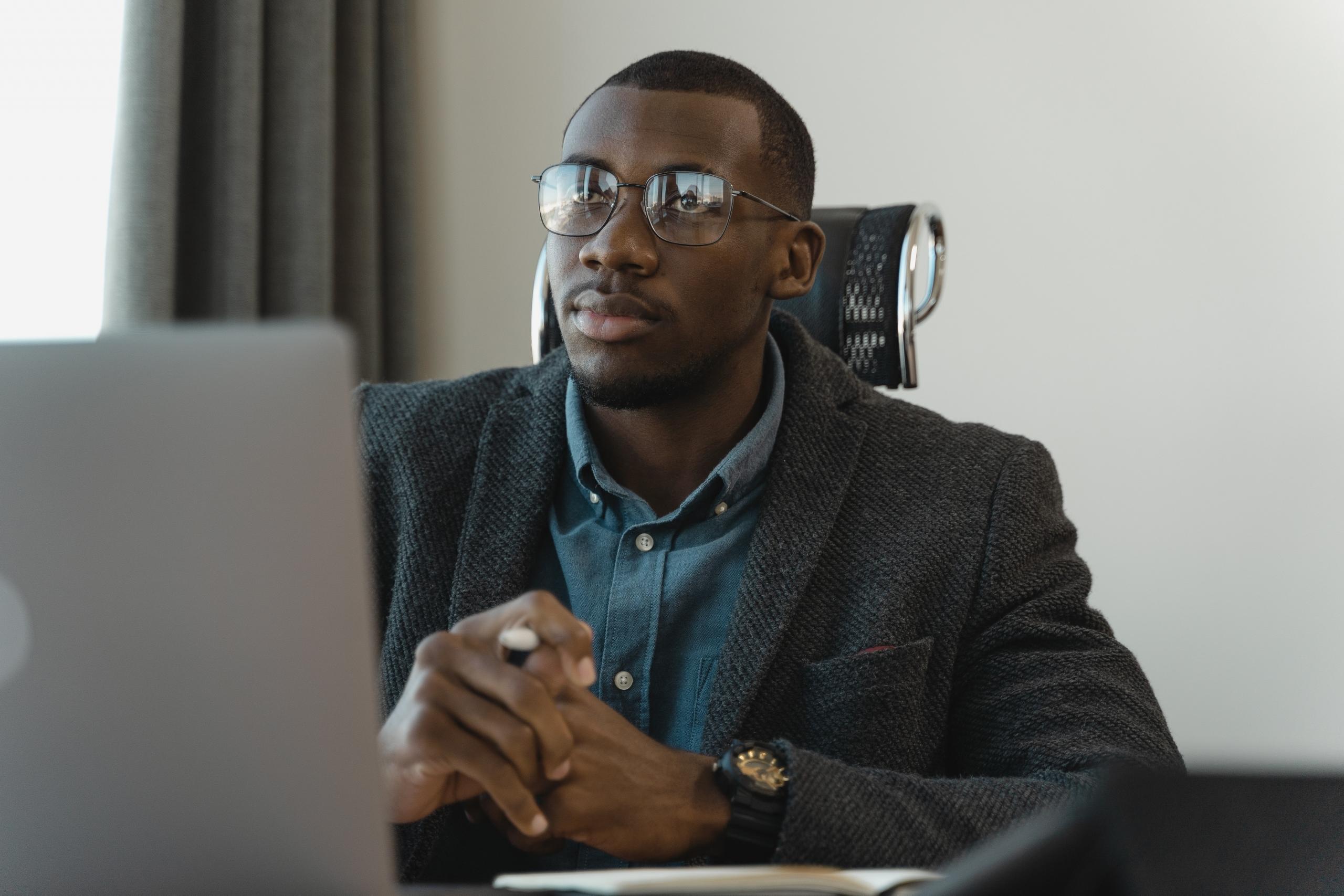 A man with a laptop