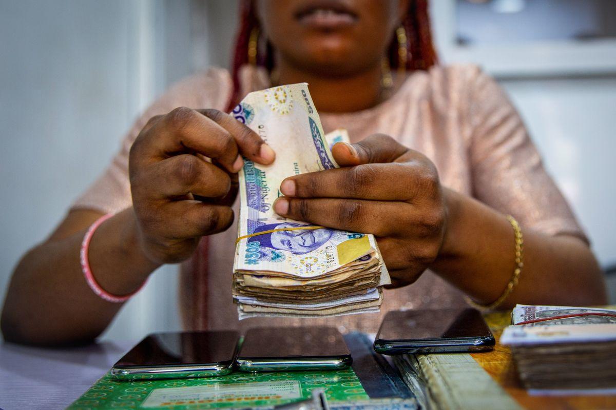 A woman counting money