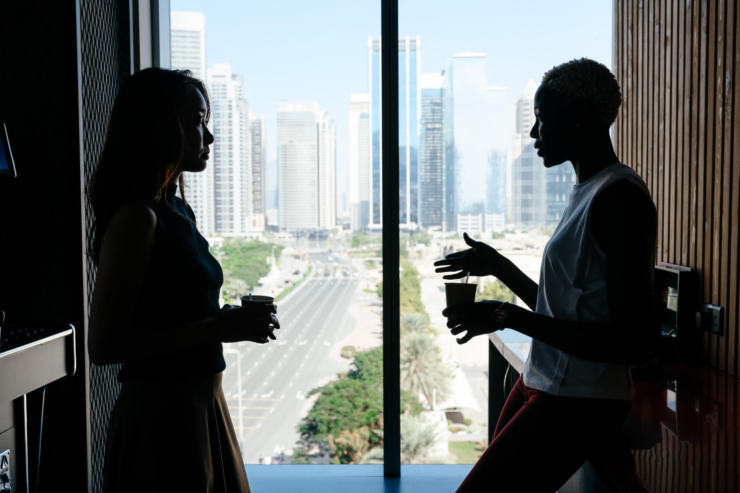 Two women chatting