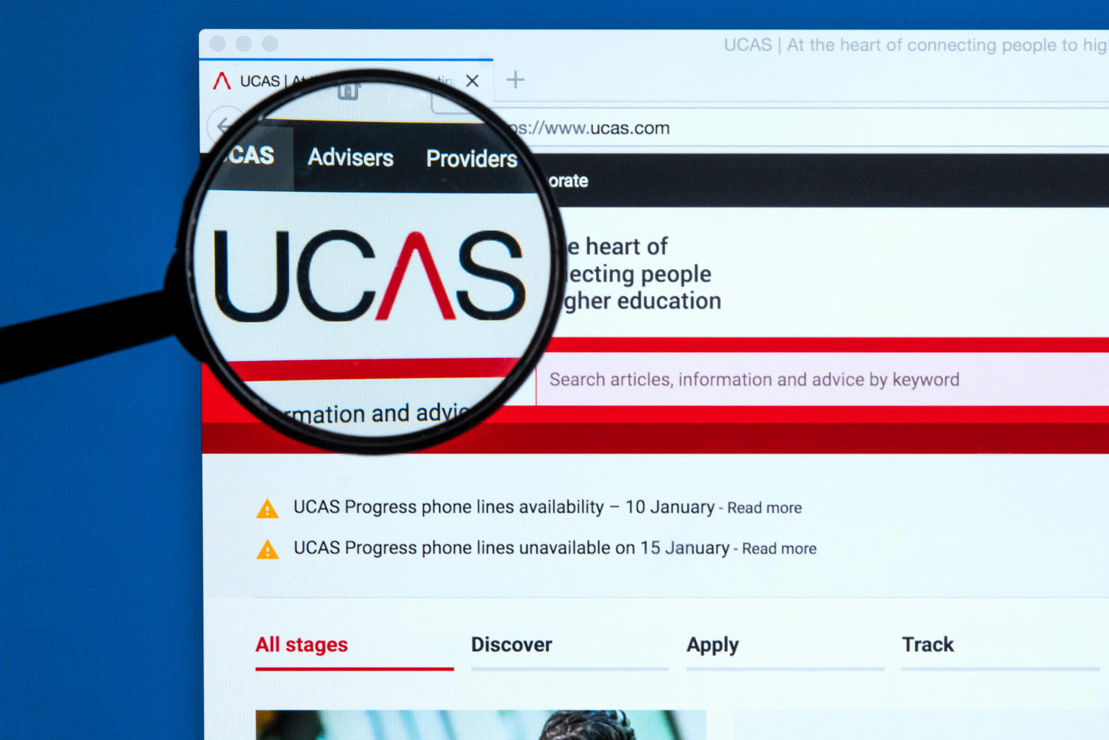 UCAS on a screen