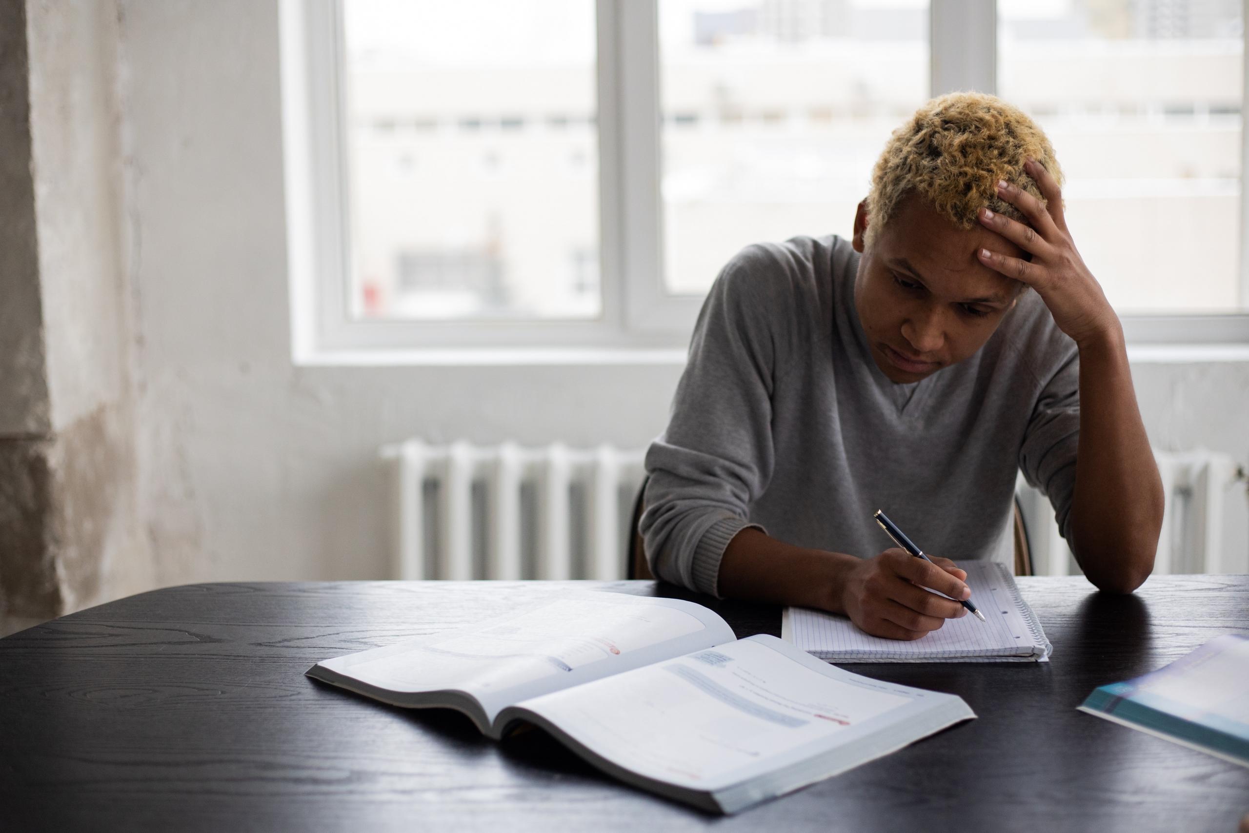 A student preparing exams