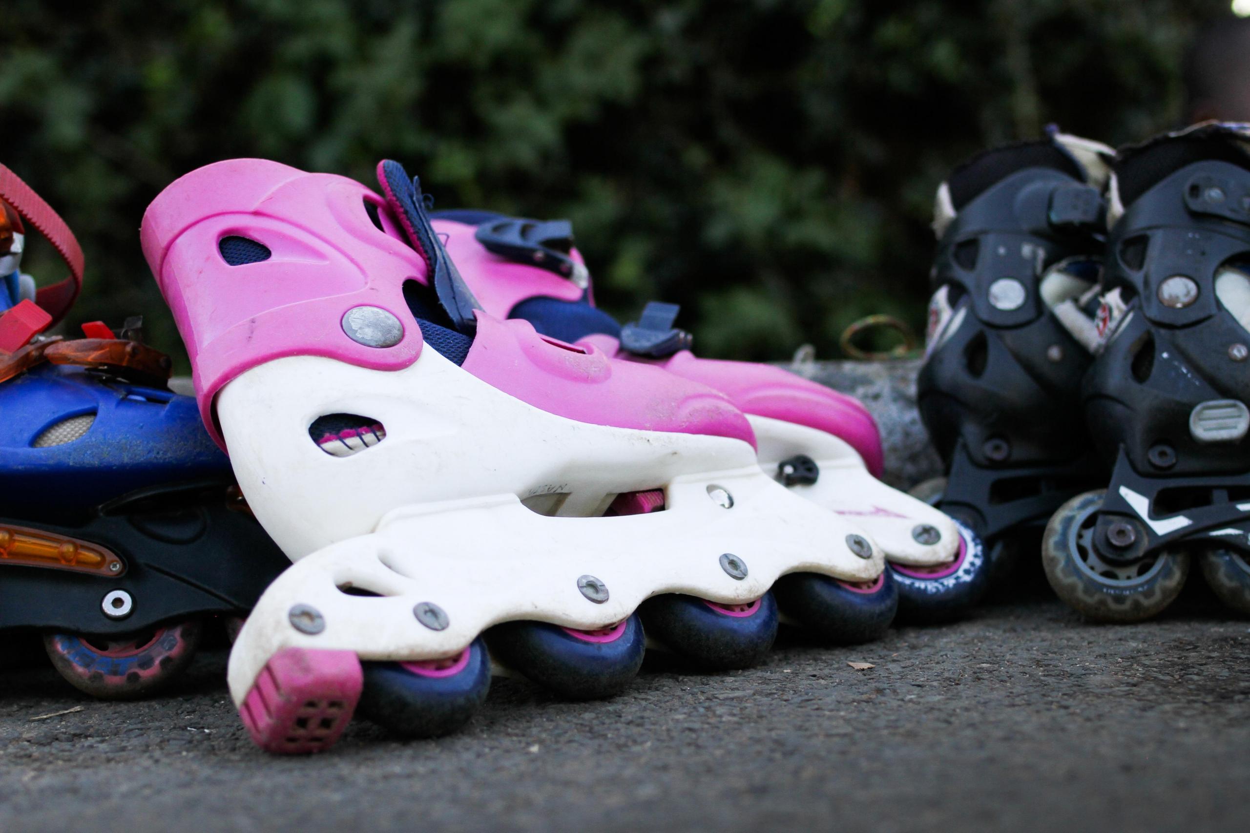 Different colors of rollerblades