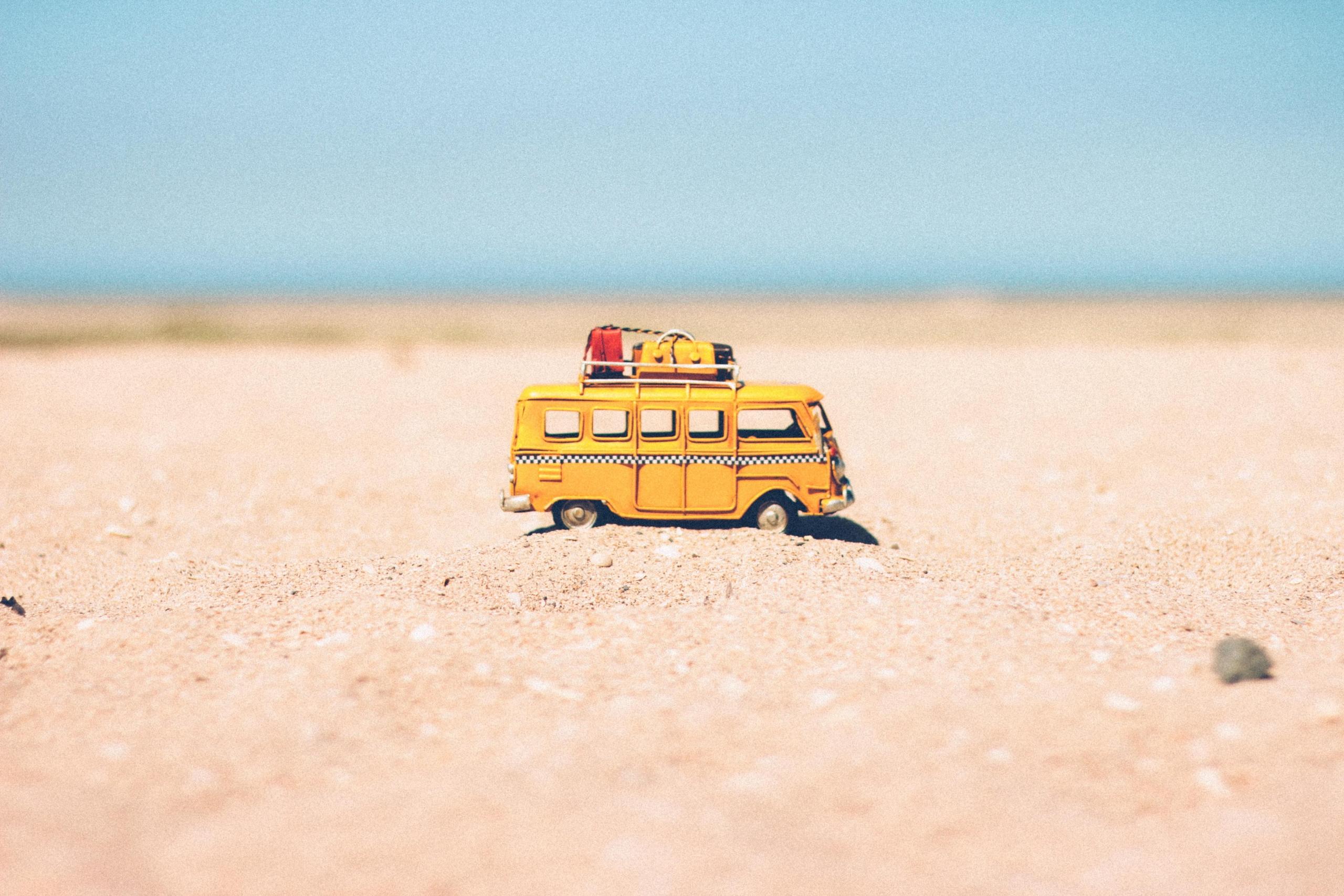 A bus on a desert