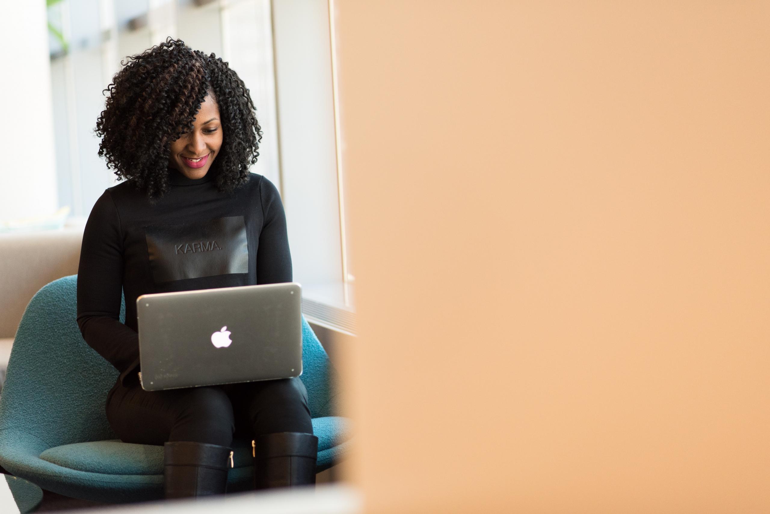 A female student studying