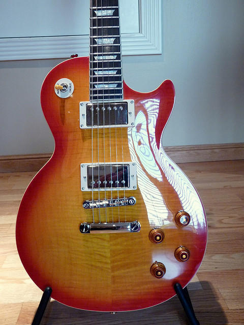The Epiphone Les Paul Standard is a low cost electric guitar.