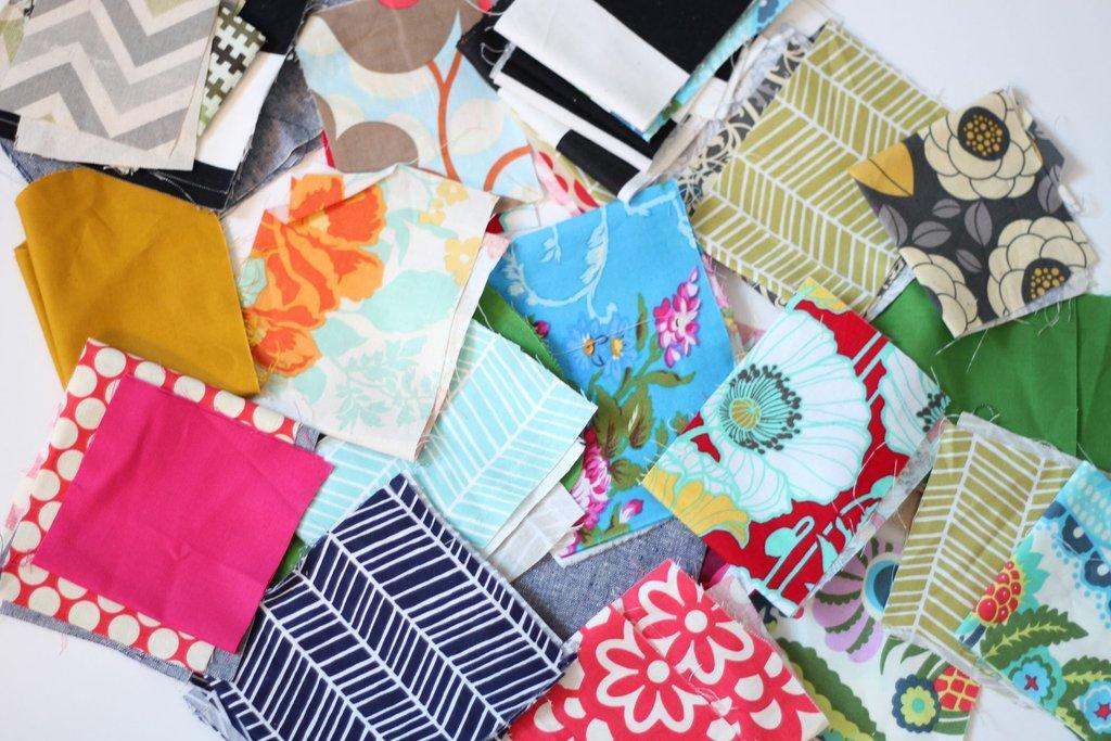 selection of scrap sewing fabric