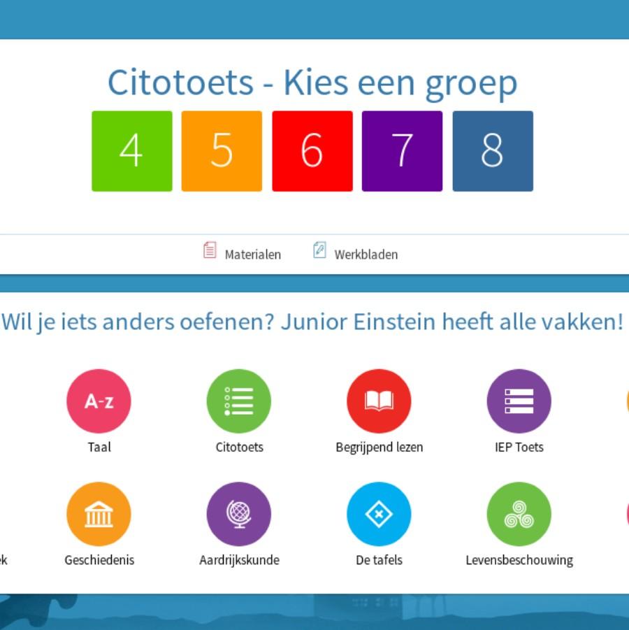Afbeelding van de Junior Einstein Cito website