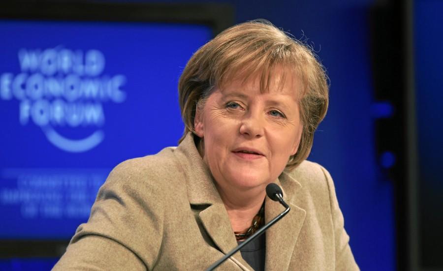 Angela Merkel spreekt op het Economisch Forum