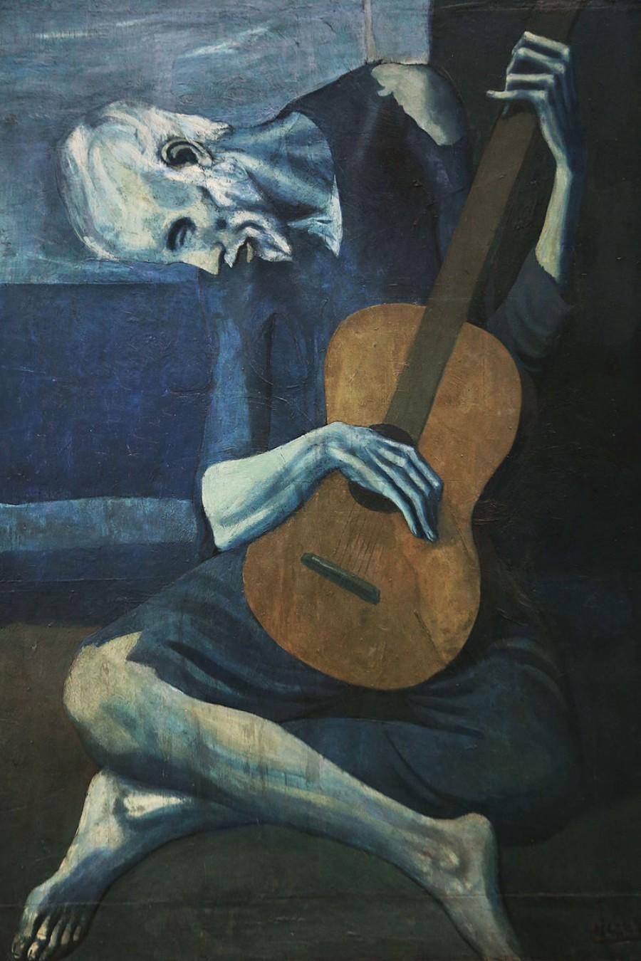 schilderij van oude gitarist door Pablo Picasso