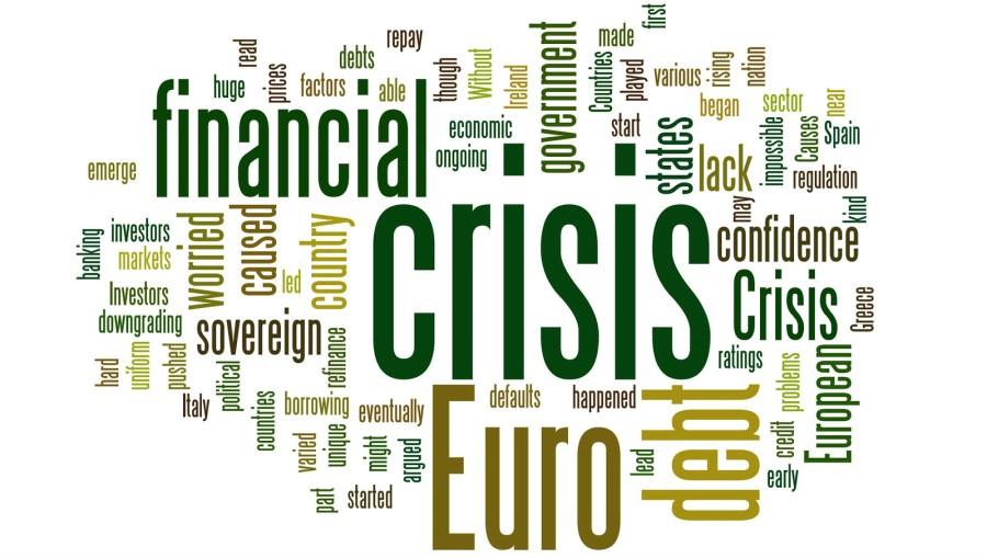 Engelse woordwolk over de europese financiele crisis