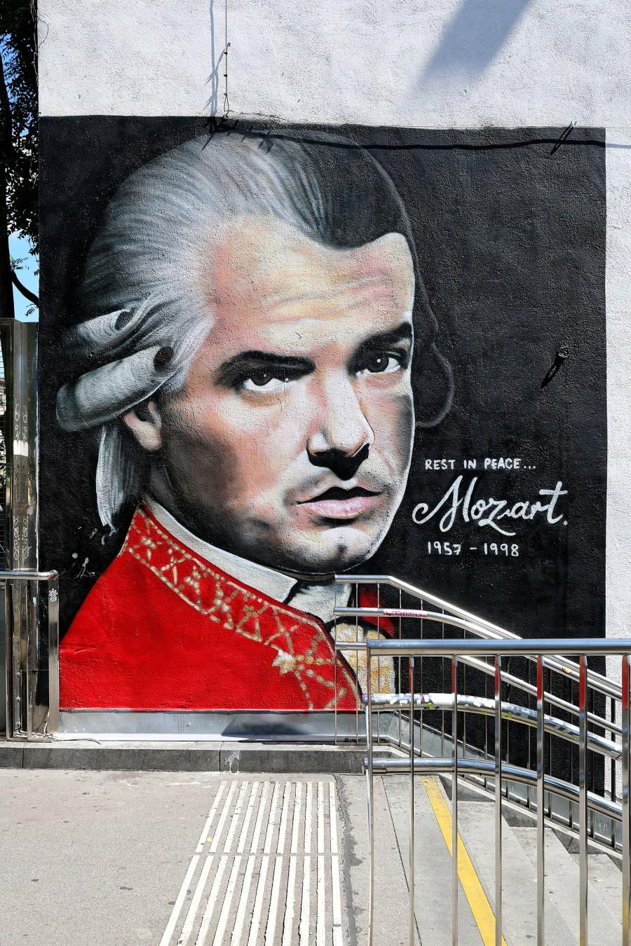 Mengschilderij van Mozart en uitvoerder
