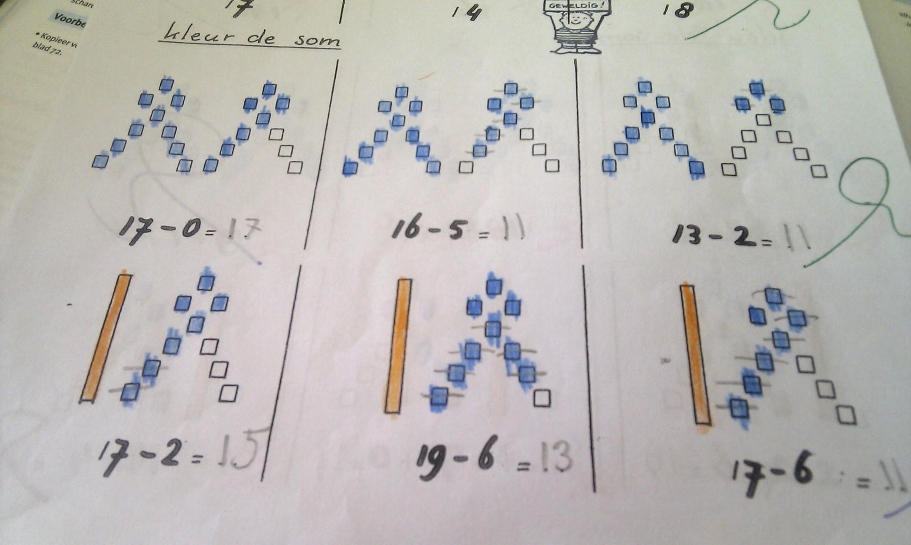 Man van 10 kleuren rekenblaadje basisschool