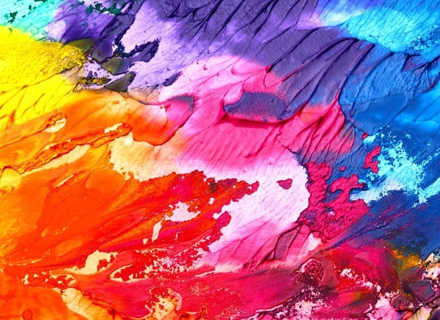 abstracte schilderij met felle kleuren