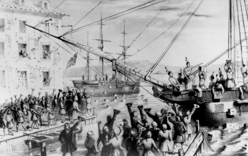 De 'Sons of Liberty' smeten de lading thee in de haven