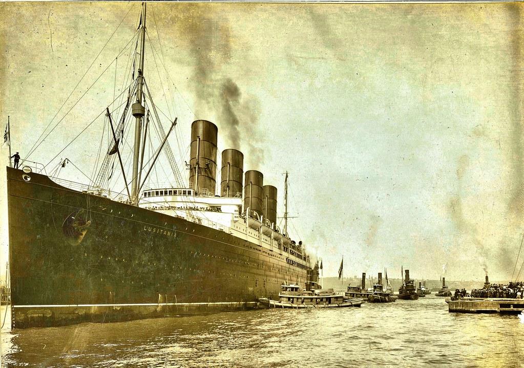 Het vertrek van de Lusitania uit New York
