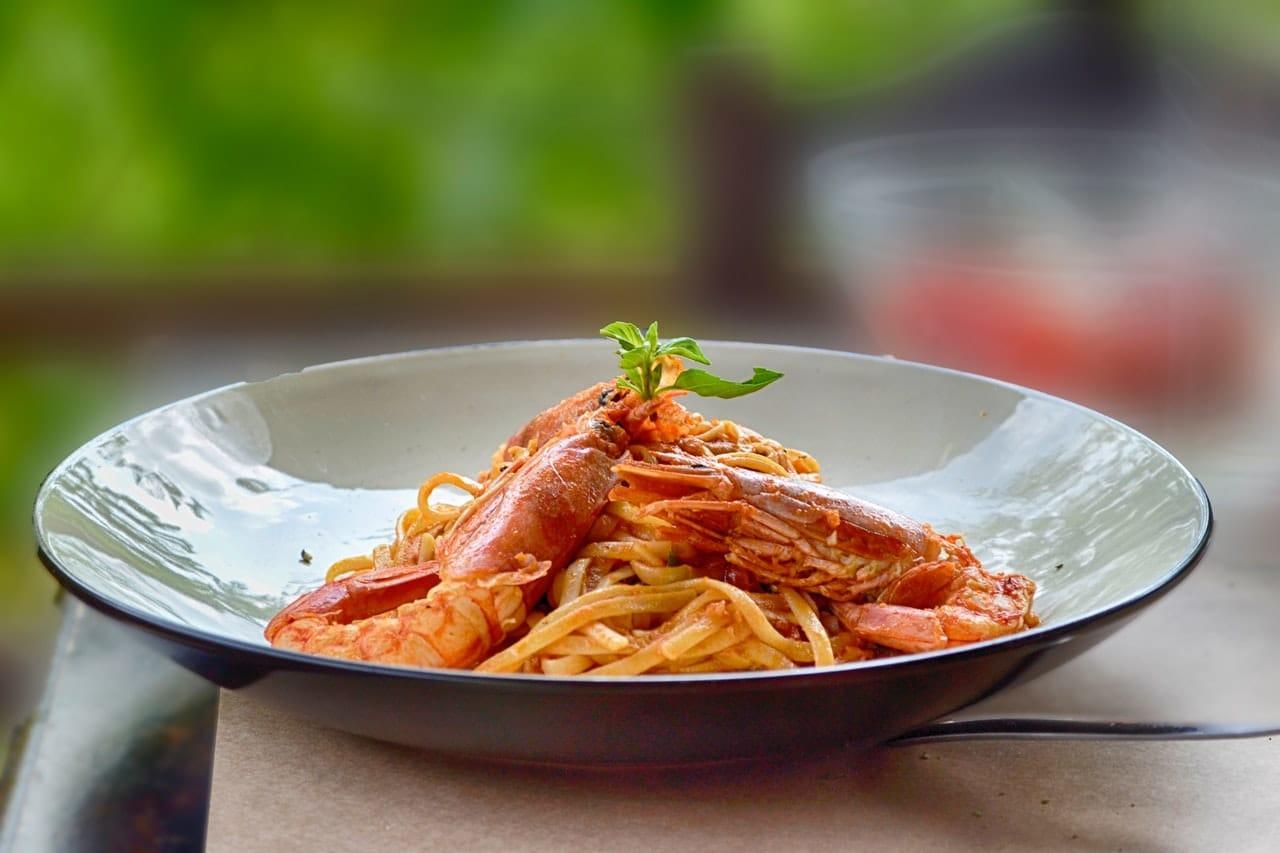 Pasta met garnalen.