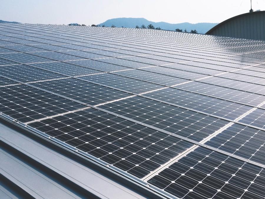 groot oppervlak met zonnepanelen