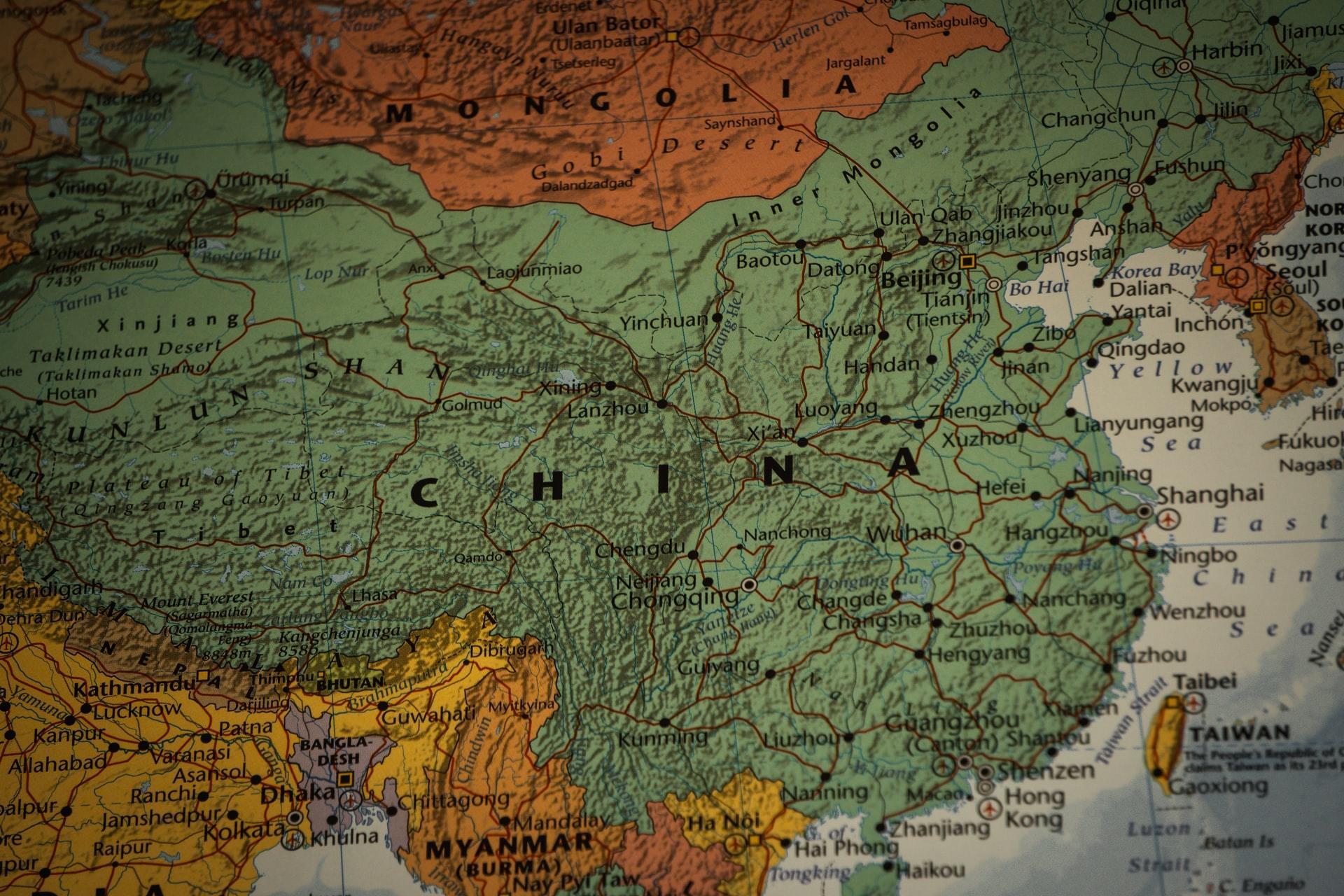 China op de wereldkaart