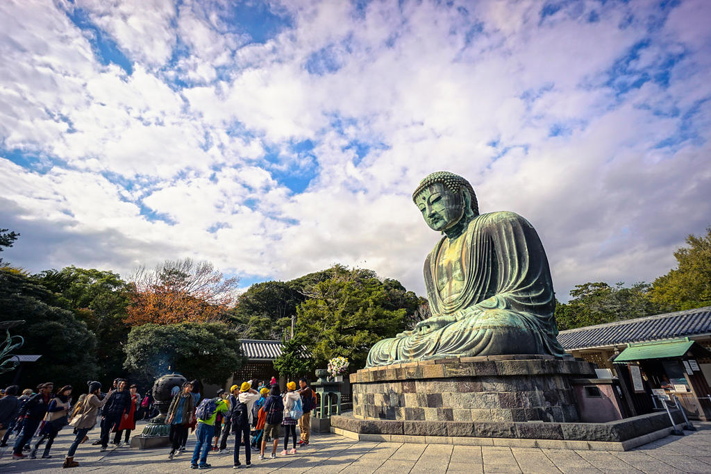 Bronzen beeld van de Amida Boeddha in Japan