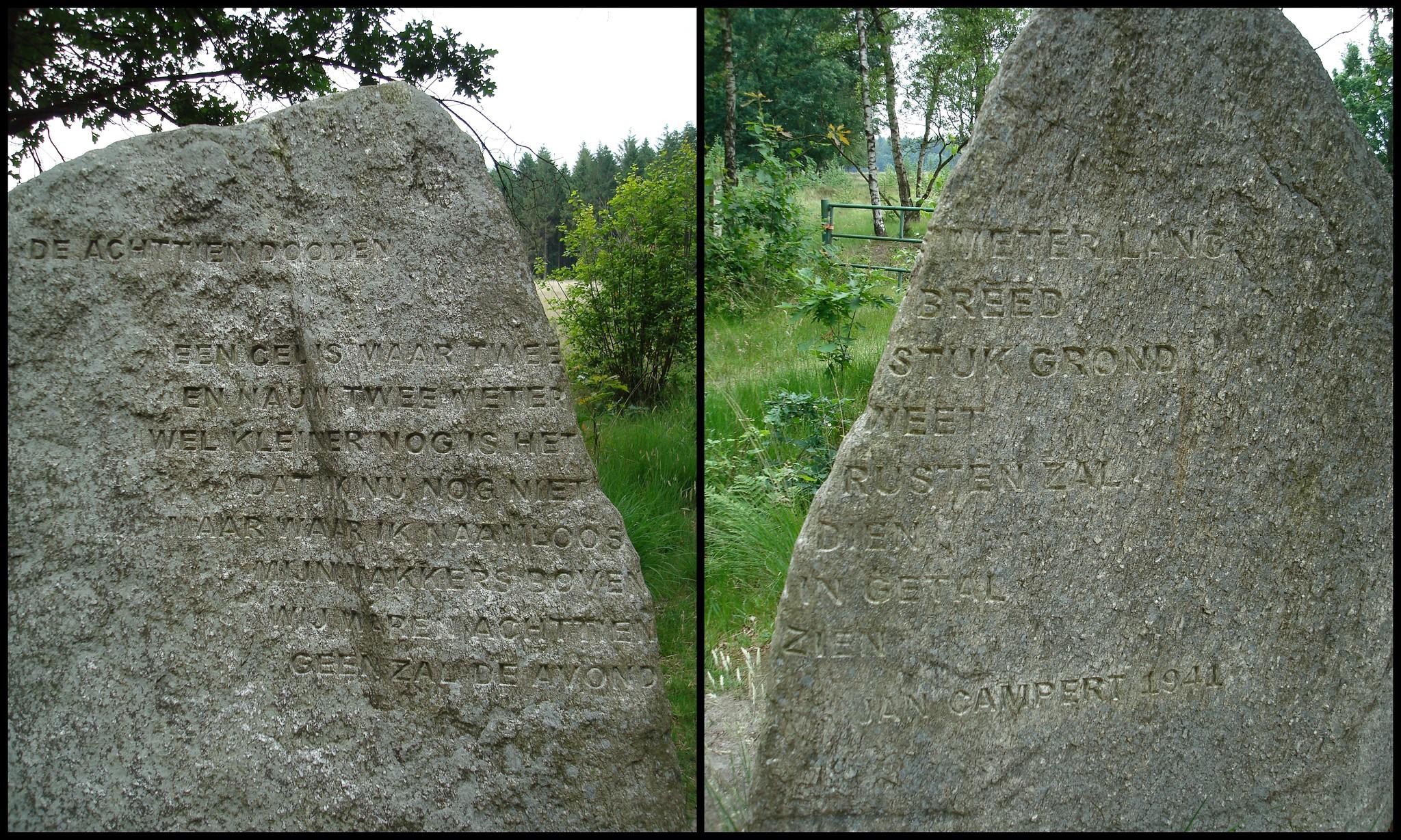 Deze steen bevindt zich in de bossen bij Westerbork