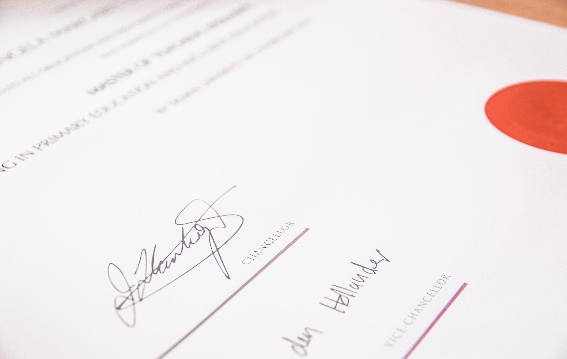 Een Certificaat waarop staat dat iemand geslaagd is