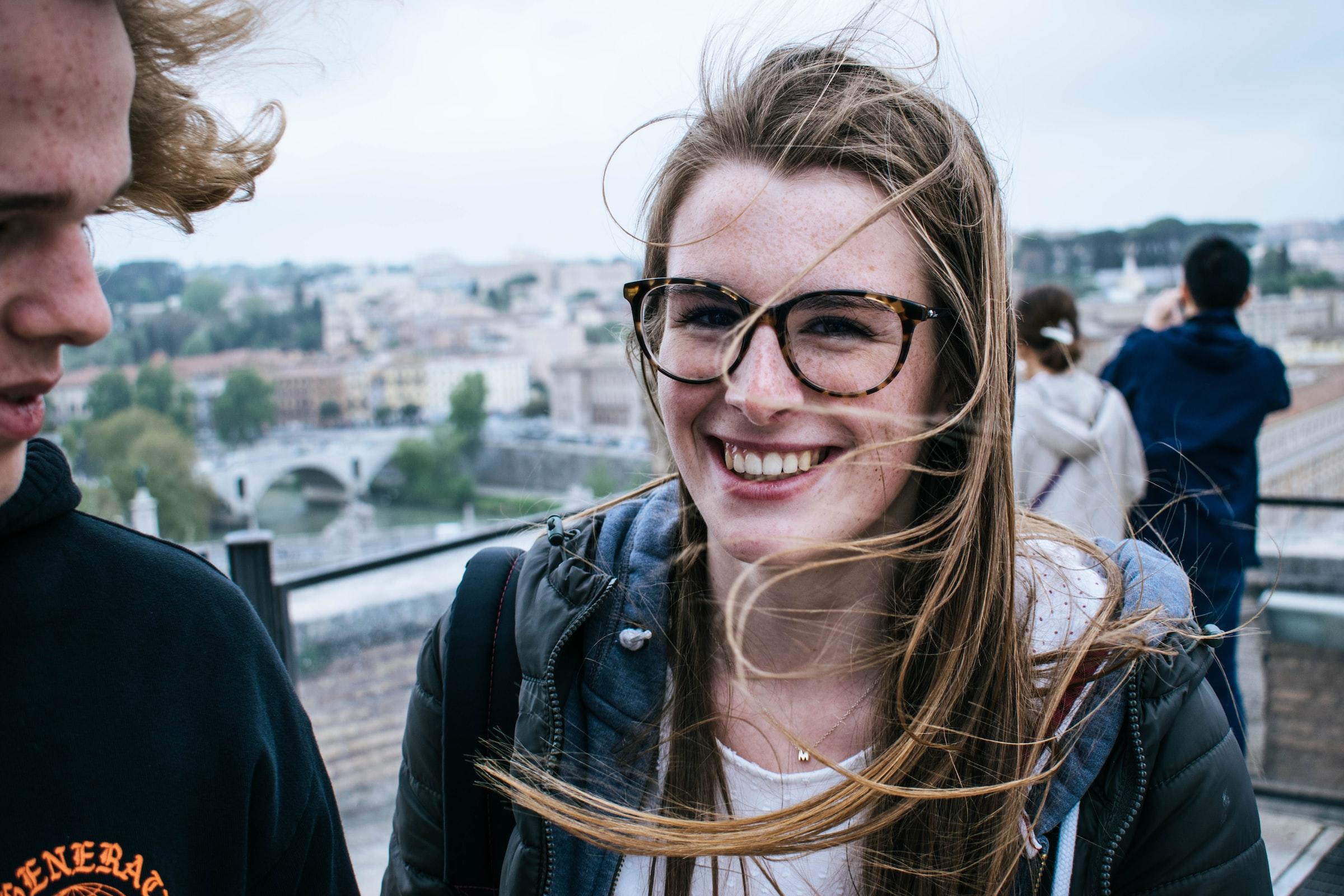 Een blije student in Rome