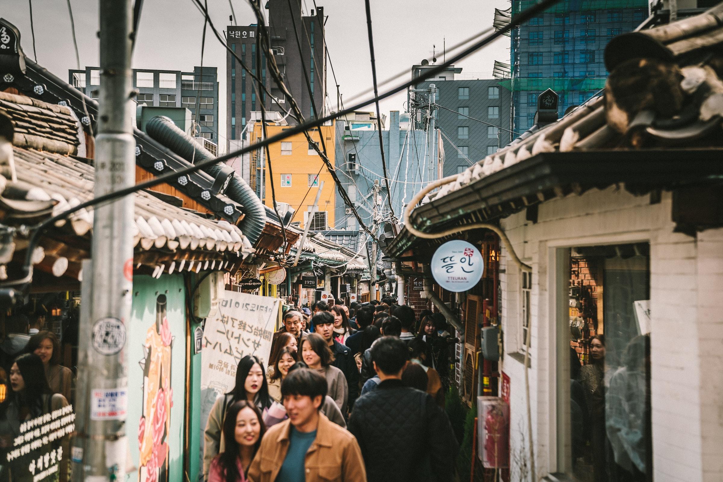 Straatje in Seoel, Zuid-Korea