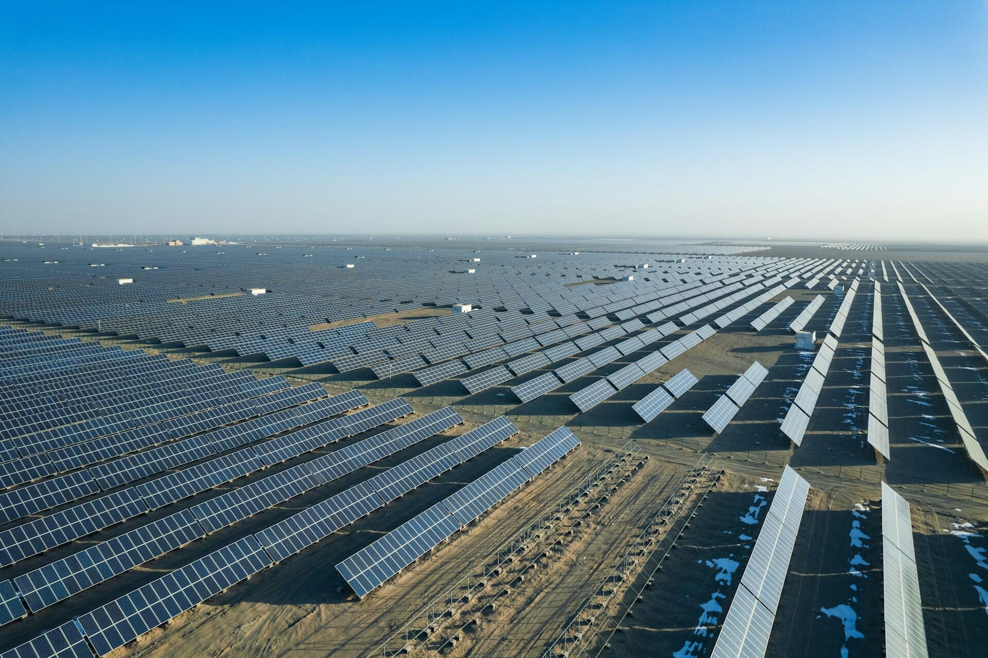 Veld met zonnepanelen