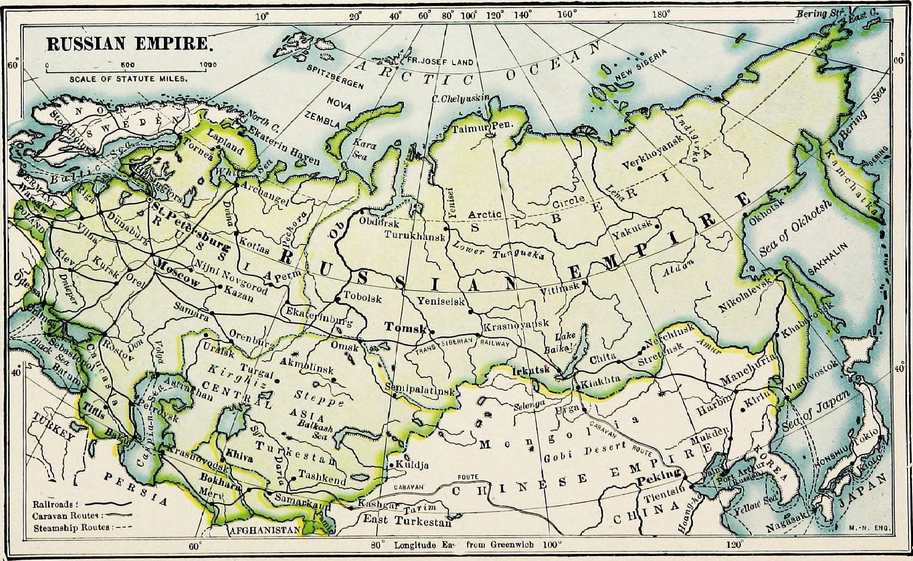 Kart over Det russiske imperiet