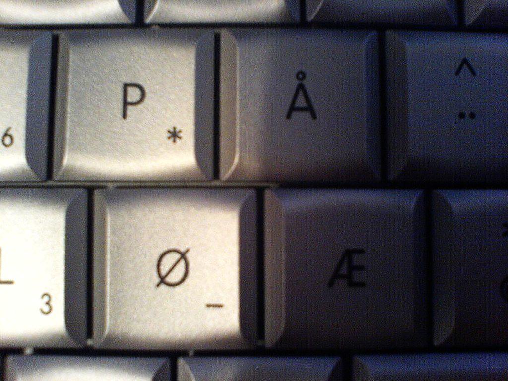 Tastatur med norske vokaler.