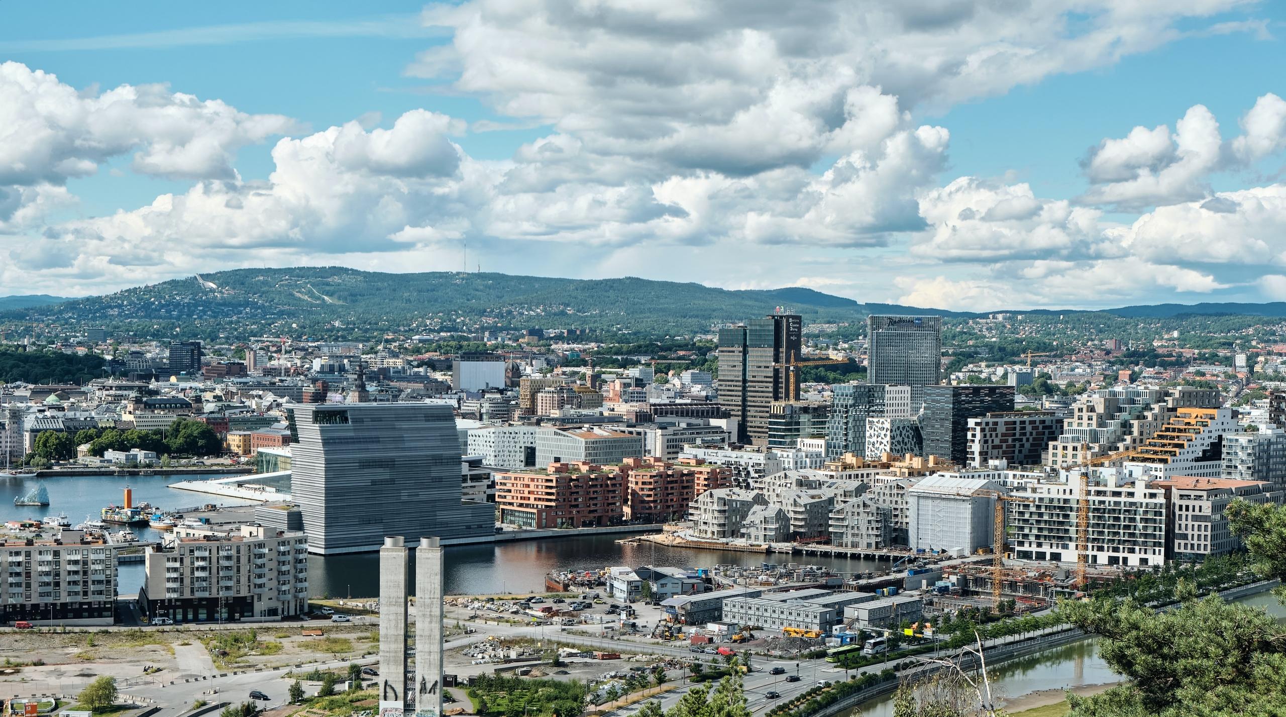 oversiktsbilde over Oslo, med bjørvika-området sentralt