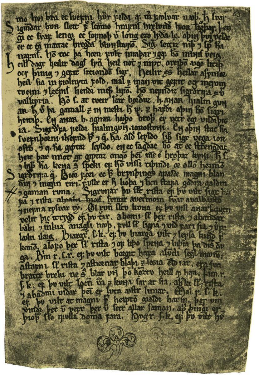 bilde av en gammel bokside fra den eldre edda