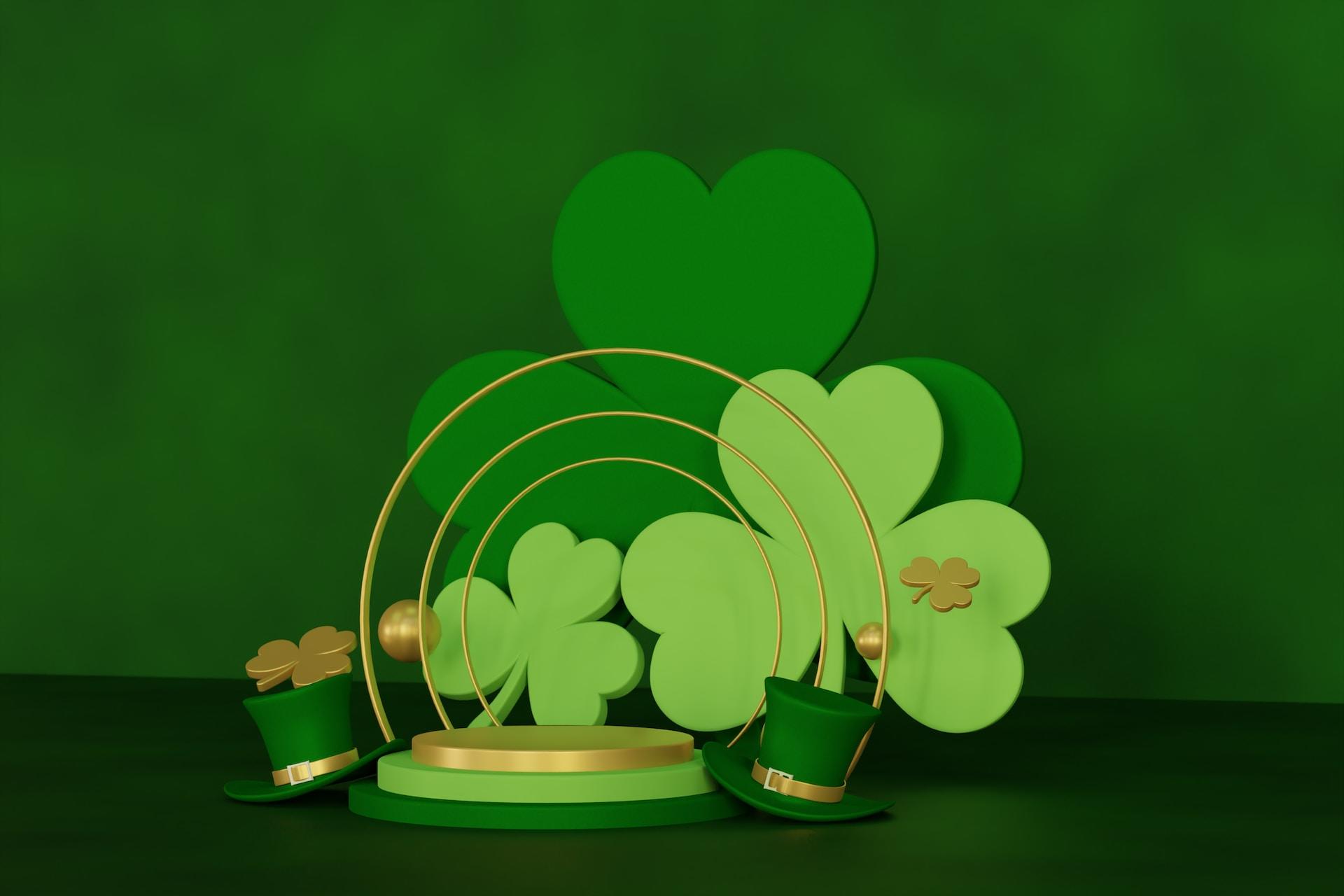 Illustrasjon av typiske grønne symboler for St.Patrick's Day.