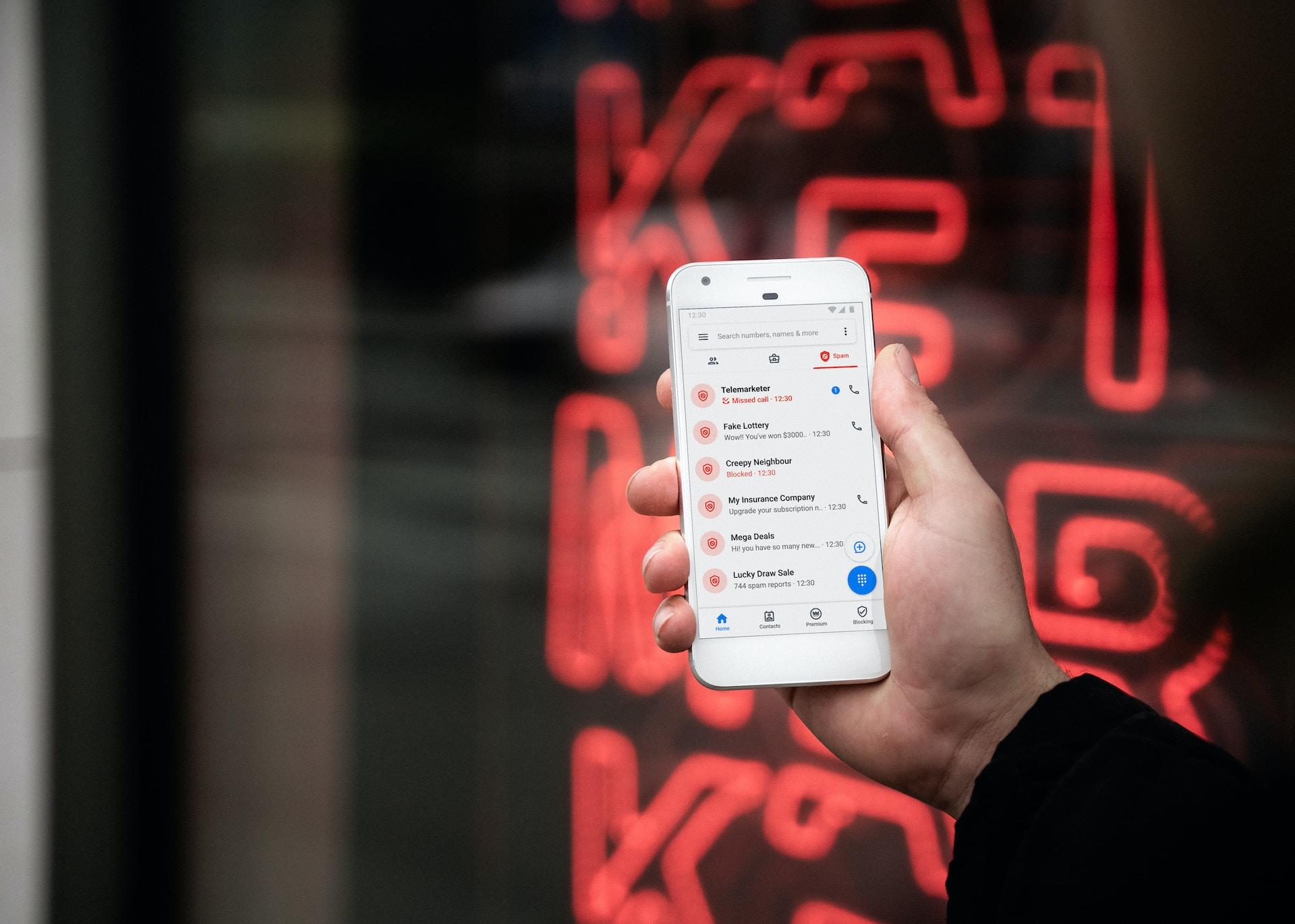 Telefon med svindelforsøk.