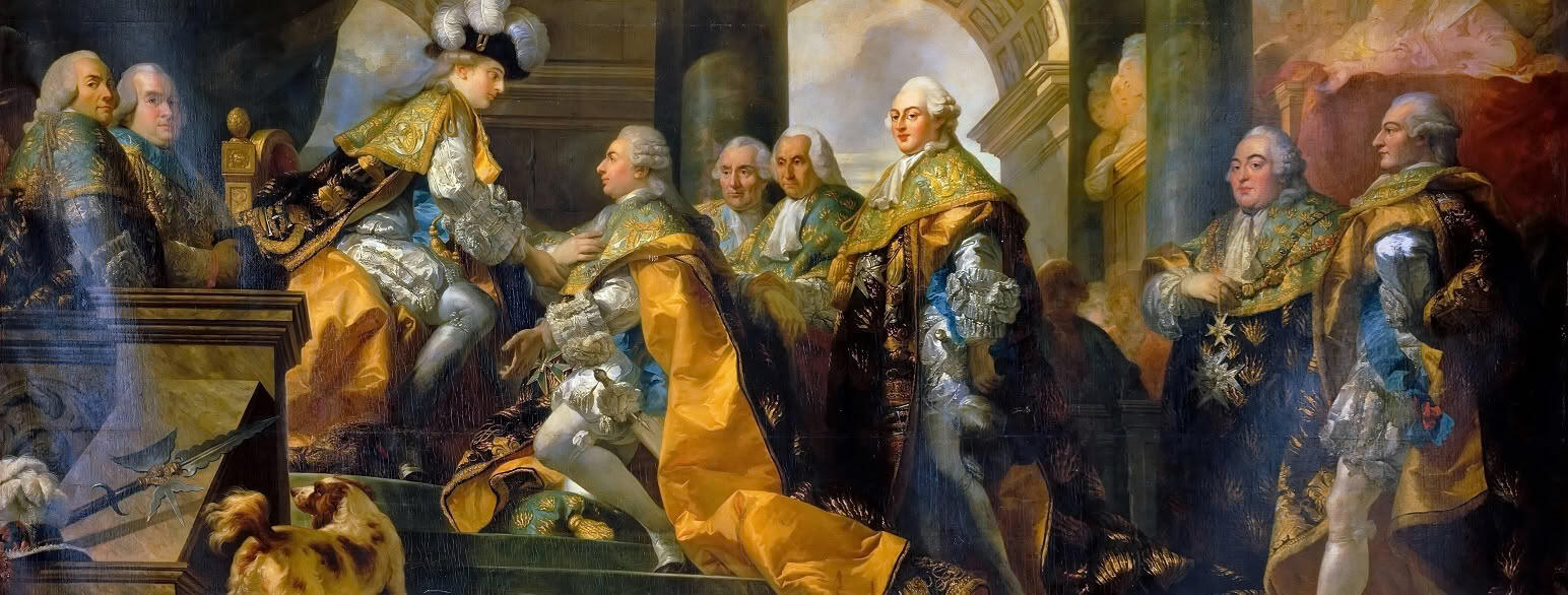 Ludvig 16. med mange menn kledd pent rundt ham