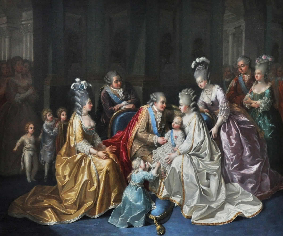 Ludvig 16. sammen med familien sin på slottet