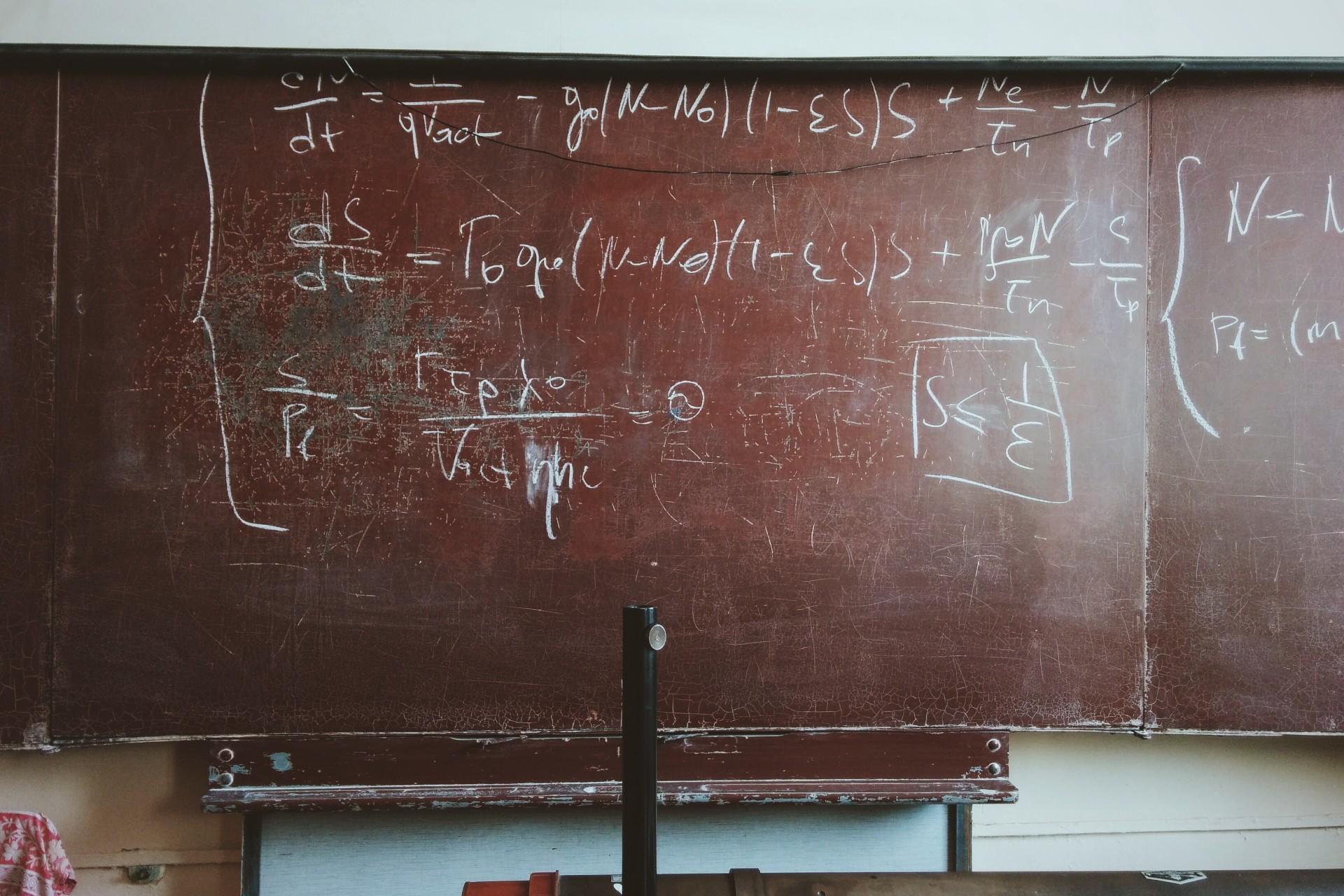 Formulas on a blackboard