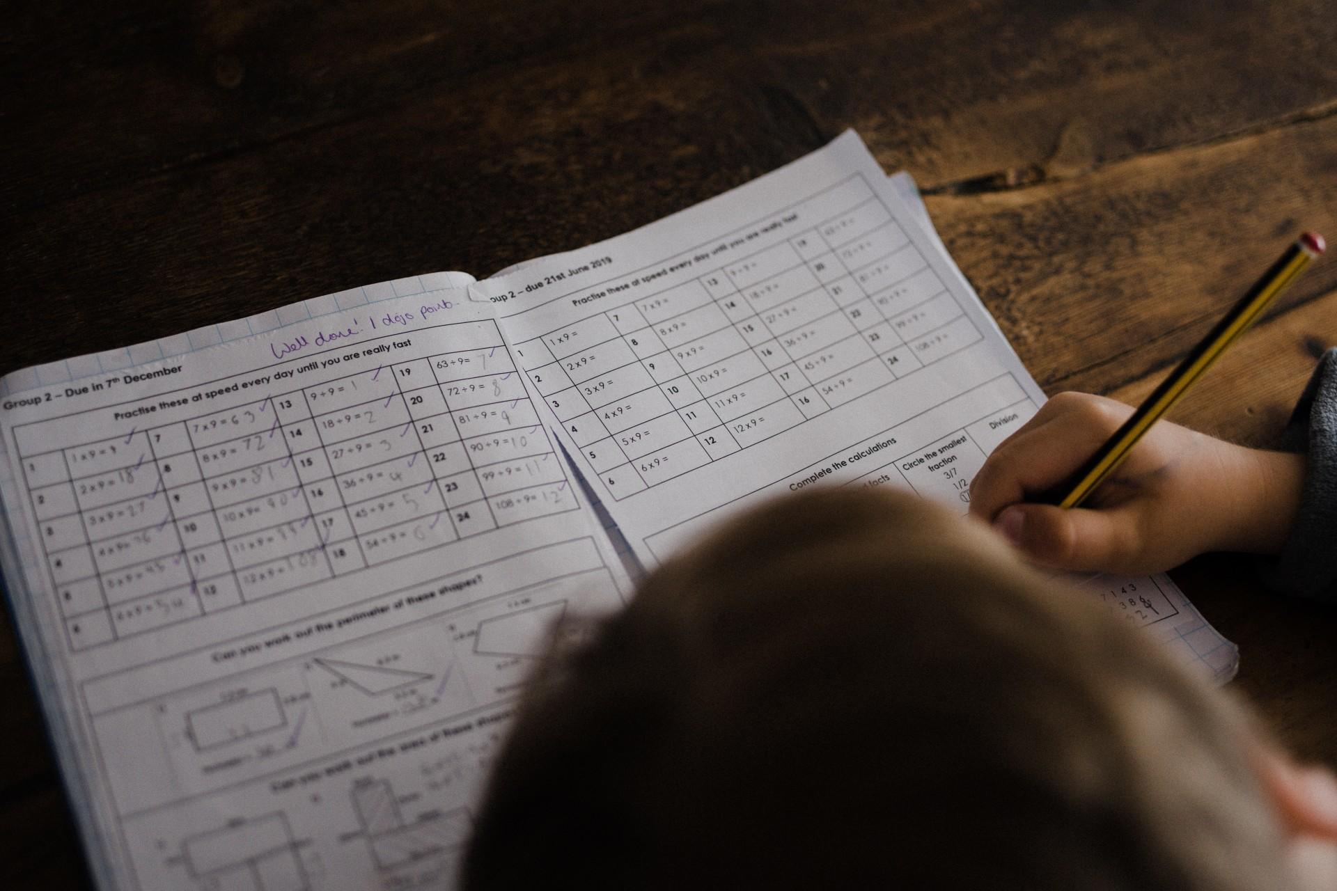 A student doing homework