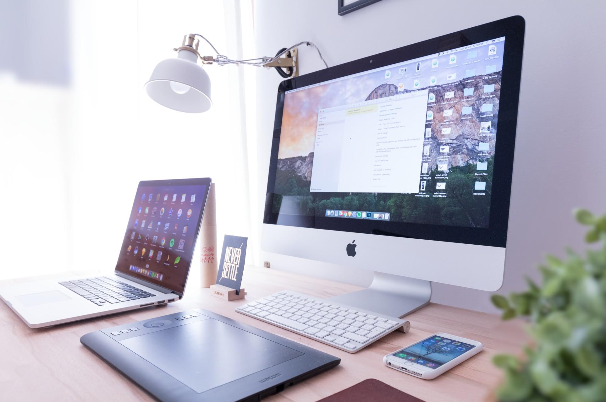 Two computers on a desk