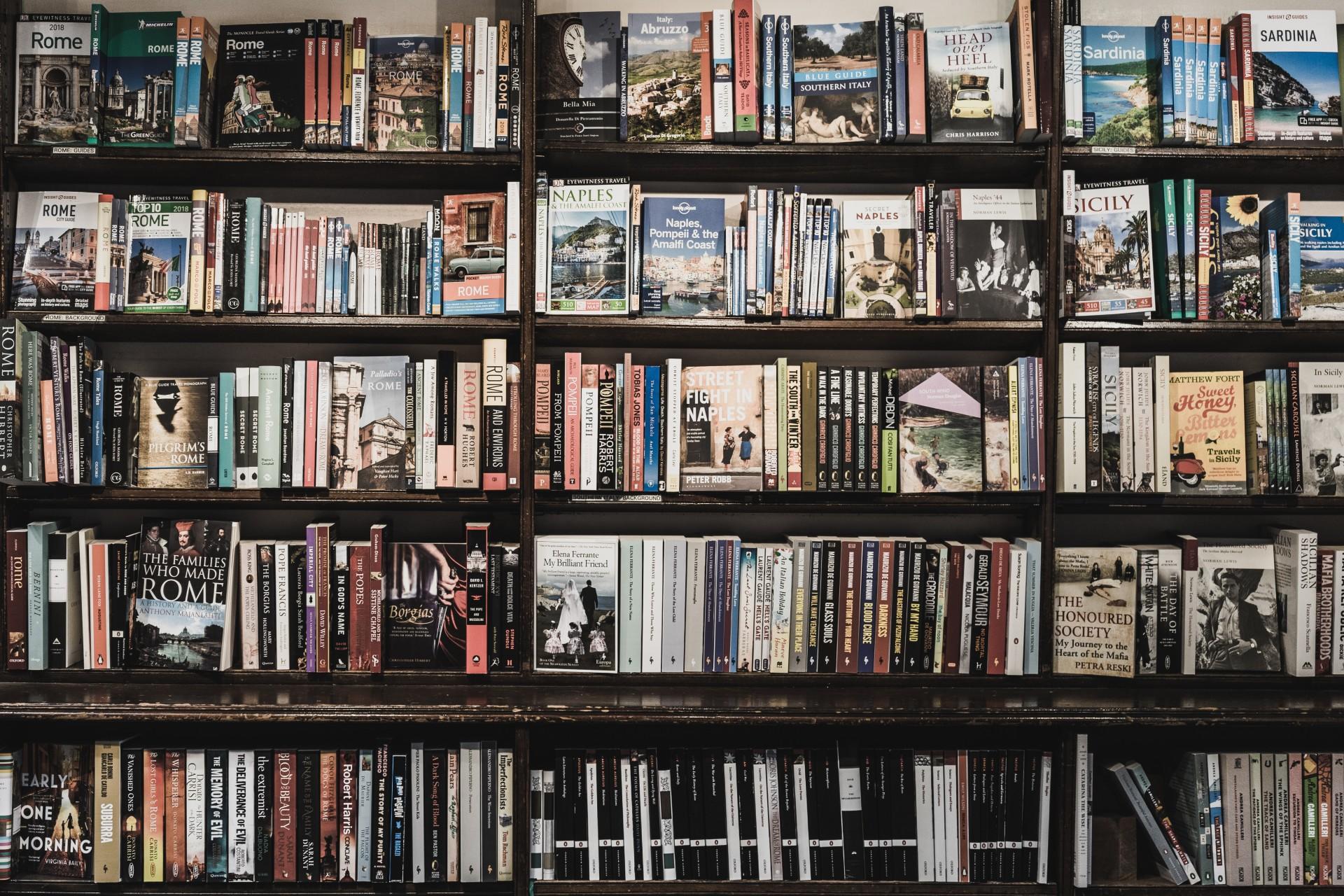 A collection of books in a bookcase