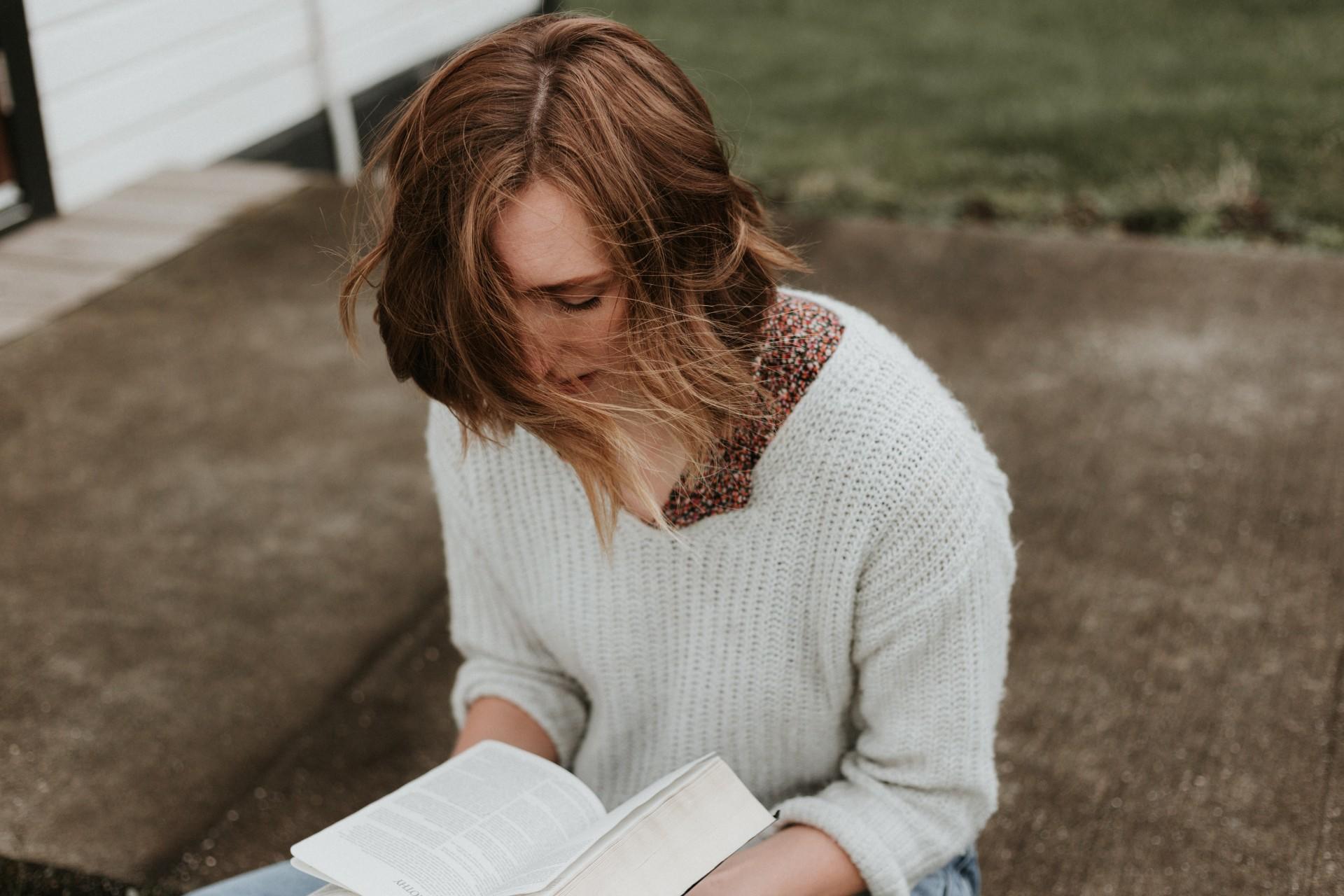 A woman reading a book