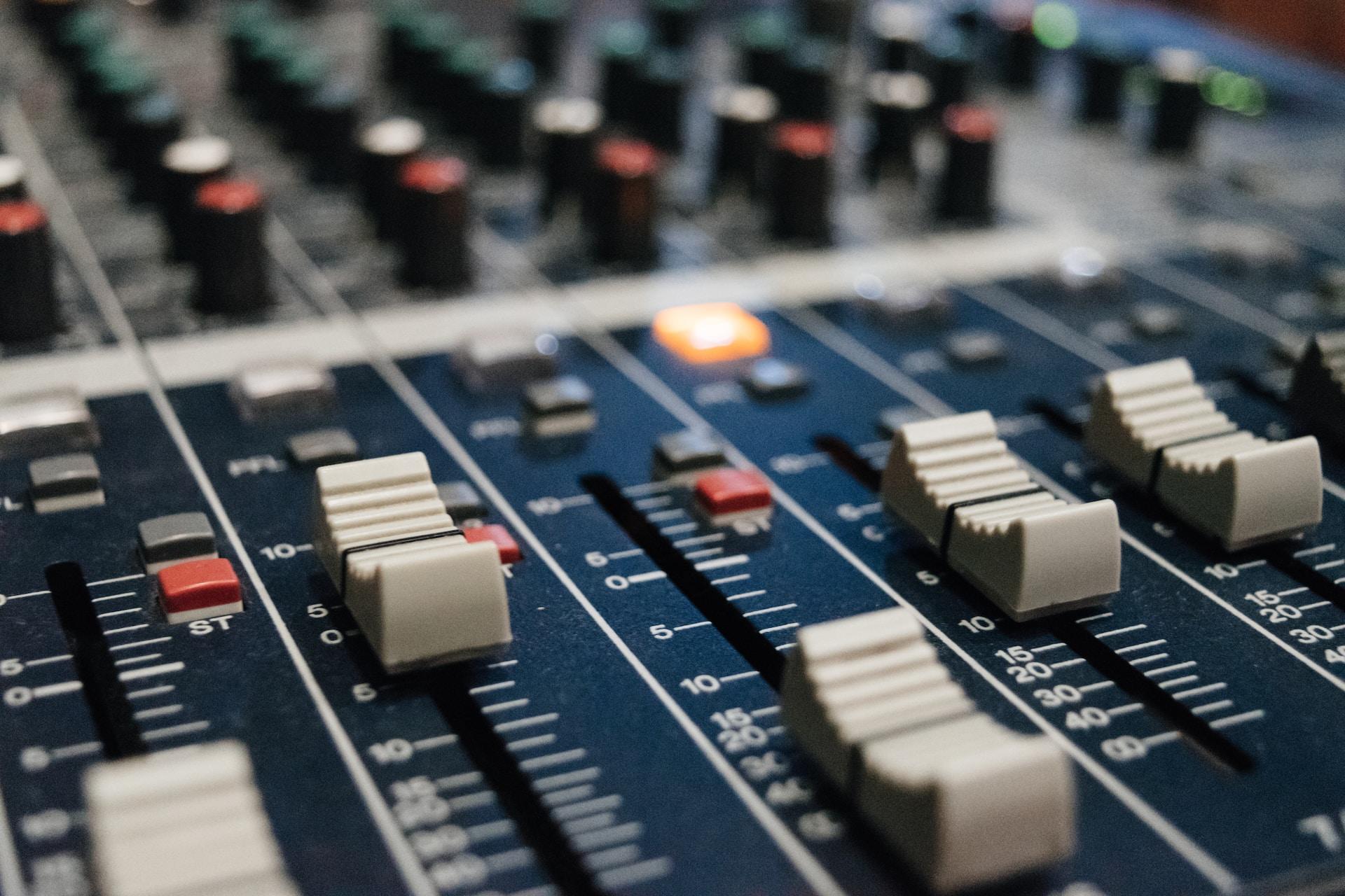 A closeup of mixing desk.