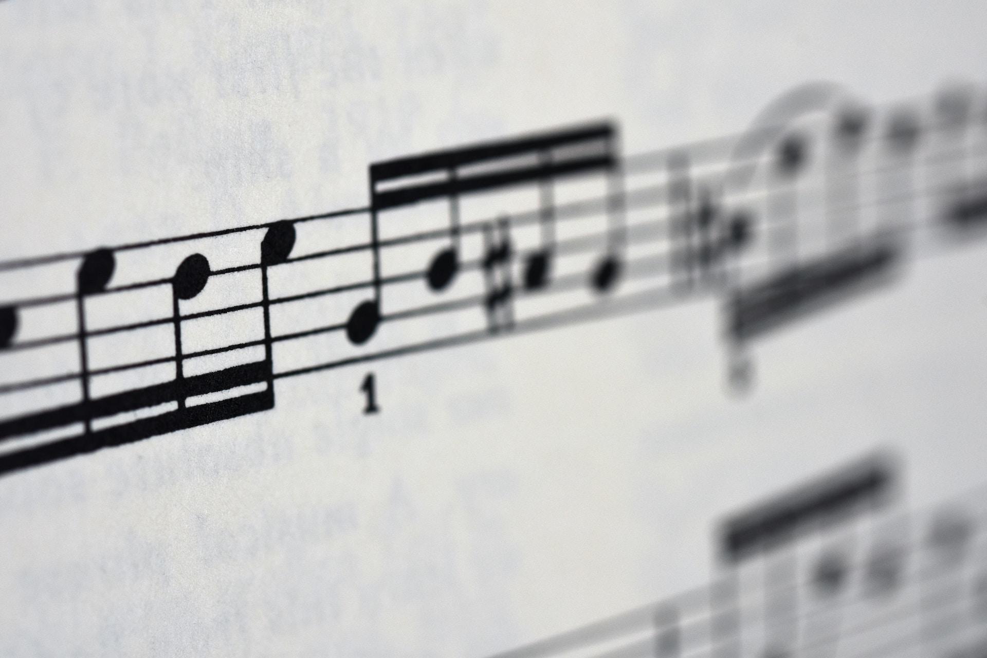 A closeup of some sheet music.