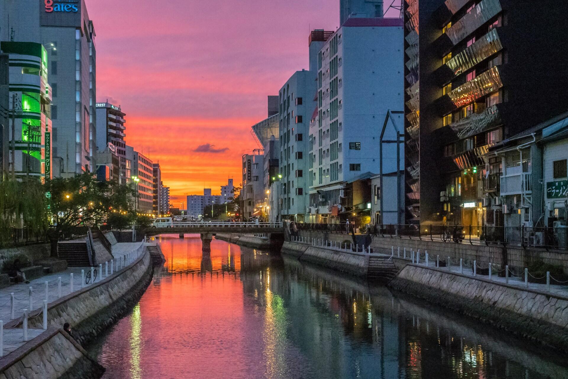 The Naka River in Fukuoka, Japan.