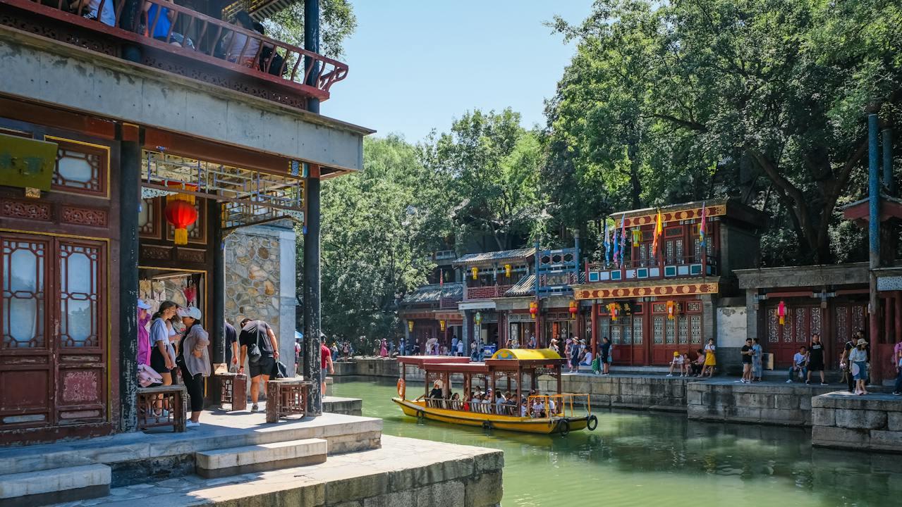 Small town near Beijing with canals and boats