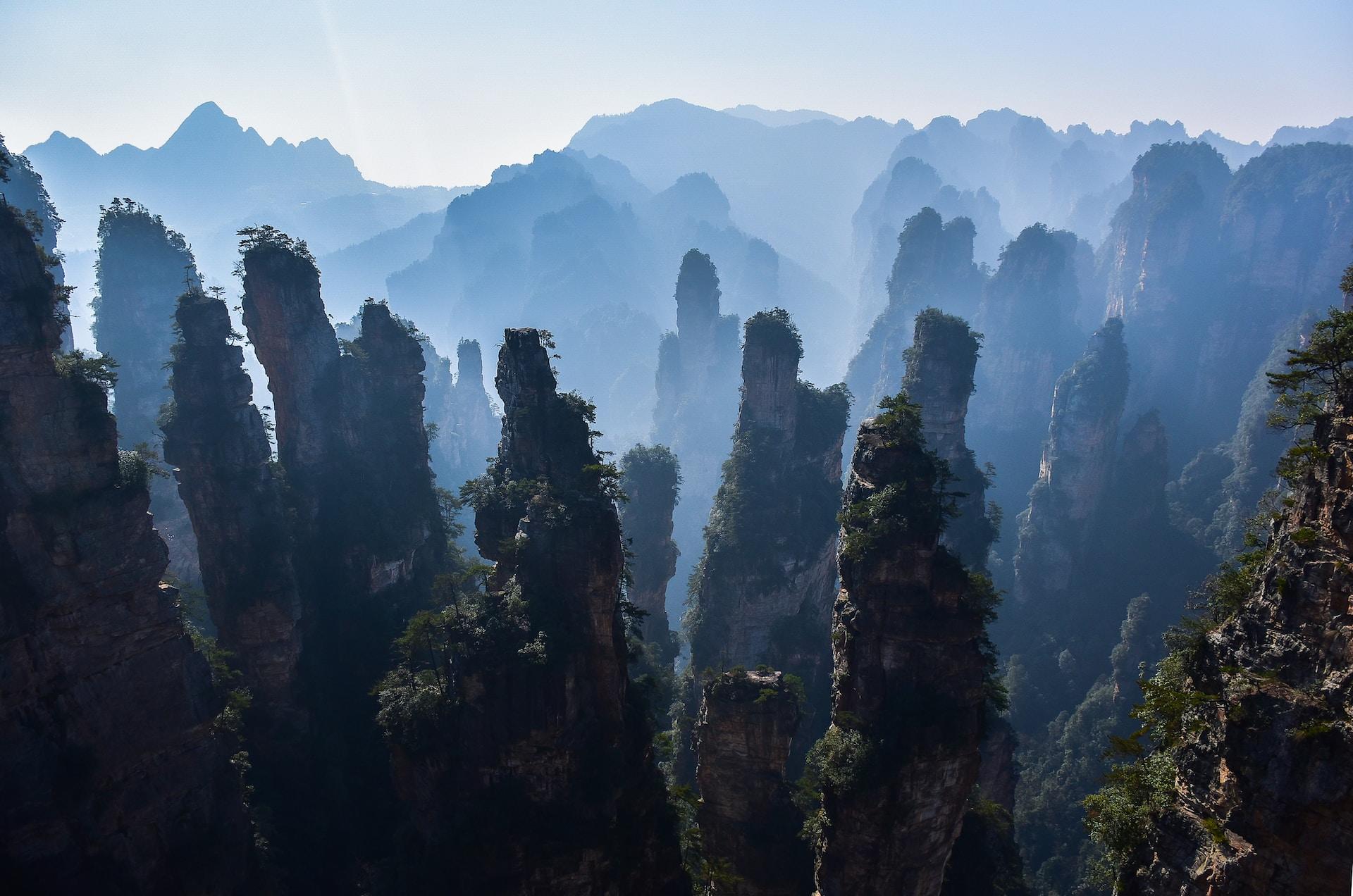 A view of the mountain peaks at ZhangJiaJie National Park, China
