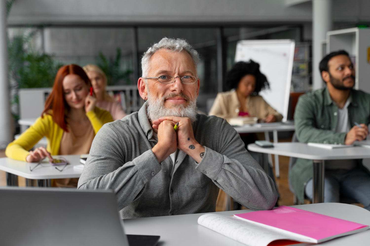 Older people in a classroom