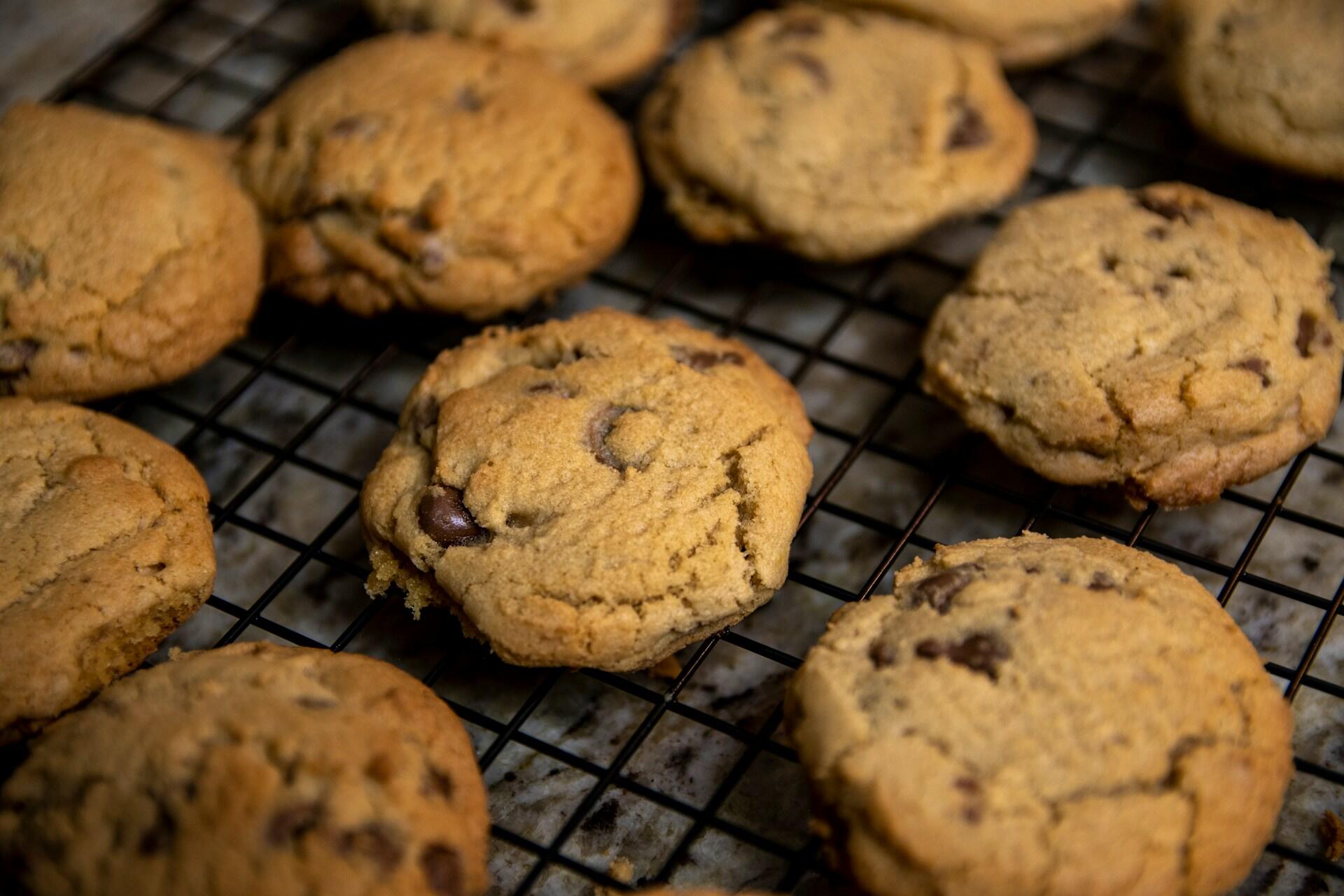 Chocolate chips cookie after baking.